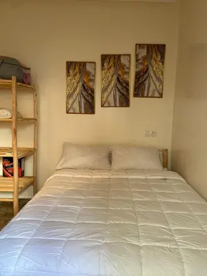 a bed in a bedroom with three pictures on the wall at Cosy Appart private riad jemaa el fna in Marrakech