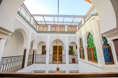 a view of the inside of a building with a glass ceiling at Riad Mandana & Spa in Marrakech