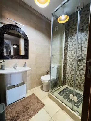 a bathroom with a shower and a sink and a toilet at Splendido appartamento a Gueliz in Marrakech