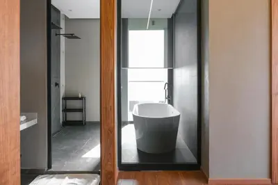 a bathroom with a bath tub in a room at VIP villa in Marrakech