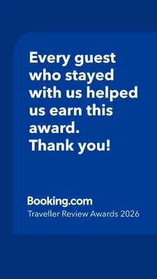a blue picture with the words every guest who stayed with us helped us earn this at Résidence Assiyahia avec piscine Marrakech in Marrakech
