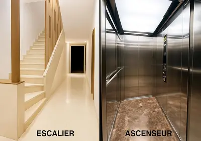 a hallway with a elevator and a staircase at Pearl Garden 69 in Marrakech