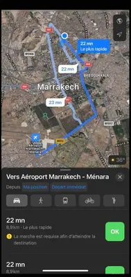 a map screen of a google at Chez Alex in Marrakech