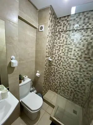 a bathroom with a toilet and a shower at Appartement gueliz 30 in Marrakech