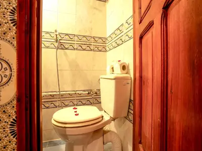 a bathroom with a toilet and a shower at Pretty Apartment in the Medina 2 in Marrakech