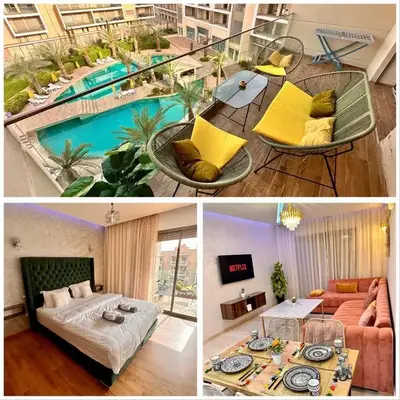 PEARL GARDEN Luxueux Studio Chic Piscine Terrasse Netflix IPTV Parking