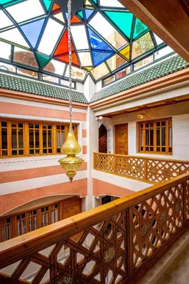 a view of a building with a stained glass ceiling at Riad Brothers in Marrakech