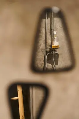a view of a side view mirror of a lamp at Riad Kbala in Marrakech
