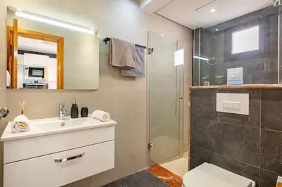 a bathroom with a sink and a shower at Modern New Appartement Fully Equiped In Center of guéliz in Marrakech