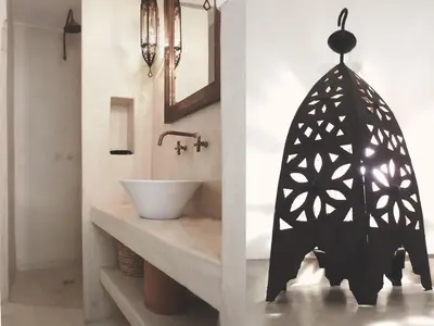 a bathroom with a sink and a mirror at Riad Dar-K in Marrakech