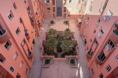 an overhead view of a courtyard in an apartment building at VISTA HOLIDAYS Warda A31 in Marrakech