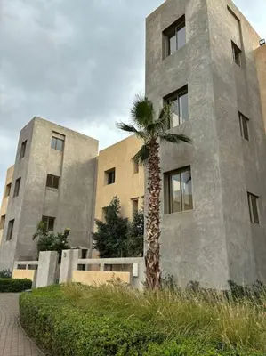 a palm tree in front of a building at Jubaea youmna in Marrakech