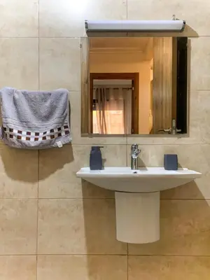 a bathroom with a white sink and a mirror at Chic appartement marrakech in Marrakech