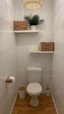 a bathroom with a toilet with shelves and a plant at Maison lala in Marrakech