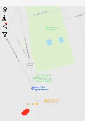 a screenshot of a google map of the park at Marrakech flat with swimming pool & sunny garden in Marrakech