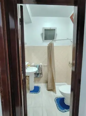 a bathroom with a toilet and a sink at Quiet and family apartment, appartement in Marrakech