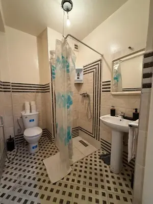 a bathroom with a shower and a toilet and a sink at Appartement Salia à Guéliz Marrakech in Marrakech