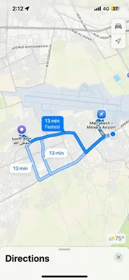 a map of the proposed routes for the proposed improvements to the station at Angel 12 minutes from Marrakech airport in Marrakech