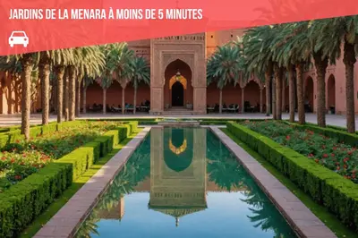 a view of the gardens of the taj mahal at Mama cosy - Clim, Wifi, Piscine en centre ville in Marrakech