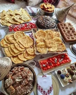 a table topped with lots of different types of food at Apparemment haute standing golf prestigia in Marrakech