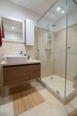 a bathroom with a sink and a shower at Perl garden in Marrakech