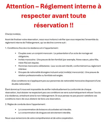 a document referring to a register agent course reservation at Appartement in Marrakech