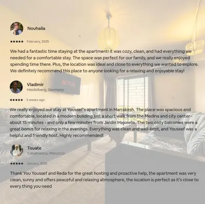 a screenshot of a page of a website with a screenshot of a text box at Gueliz Marrakech Private 2BR Apartment with Pool and Parking in Marrakech