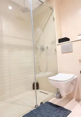 a bathroom with a shower and a toilet at Appartement au cœur de Marrakech in Marrakech