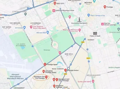 a map of a city with red dots at appartement- Marrakech-Sapphire in Marrakech