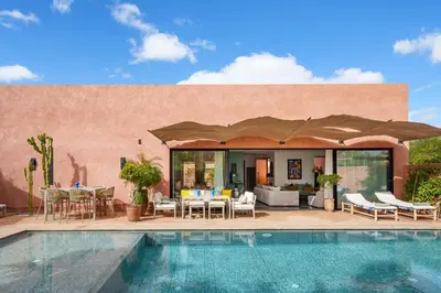 a villa with a swimming pool and a house at Villa Nomade - 4 BR BA - Piscine - Parking - Ourika in Sraghna