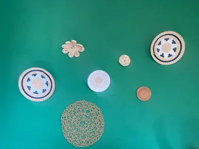 a group of plates and bowls on a green table at Appartement privatisé Gazelles MsHolidays Marrakech in Marrakech