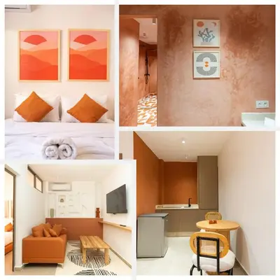 a collage of four pictures of a room at Cozy suite Comfort et elegance in Marrakech