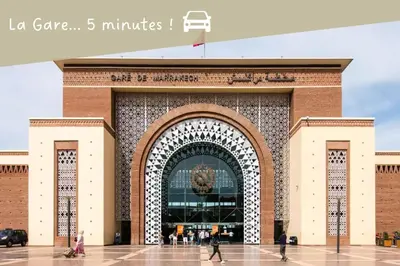 a large building with an archway in front of it at Suite Sofia Suite avec superbe terrasse Gueliz in Marrakech