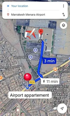 a map of an airport with a map of an airport at Airport Apartment 5 minutes walk, perfect for Early & Late Flights in Marrakech
