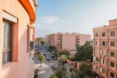 a view of a city street from a building at Cosy and fully equipped 2bed appt in Gueliz in Marrakech