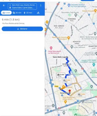 a screenshot of a google maps page with a map at Appartement charmant au cœur de Marrakech in Marrakech