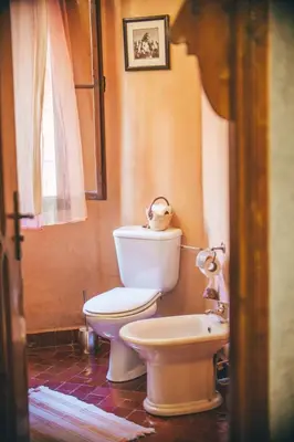 a bathroom with a toilet and a sink at Riad Tecla in Marrakech