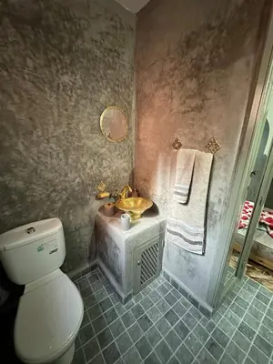 a bathroom with a toilet and a sink at Charming Private Riad in Marrakech