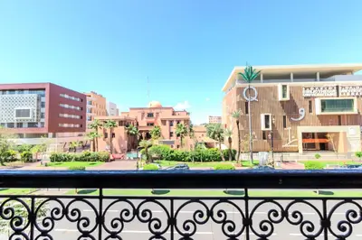 a view of a city from a balcony at Residence Jnan Atlas gueliz in Marrakech