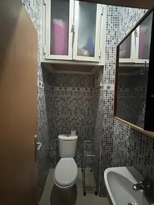 a small bathroom with a toilet and a sink at Appartement 2 Chambres Confortable à Jnane Awrad Calme & Sécurité in Marrakech