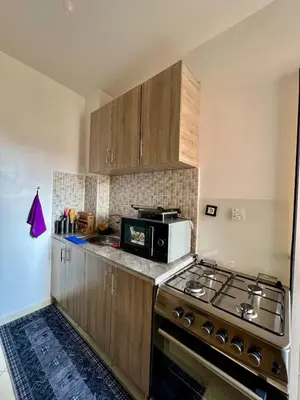 a kitchen with a stove and a microwave at Peaceful Marrakech Stay Cozy Well Located in Marrakech