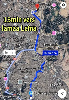 a map of the jamaica lemaireilles at Beautiful, very quiet apartment in Marrakech