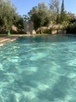 a close up of a pool of blue water at Dar Mayleya in Marrakech