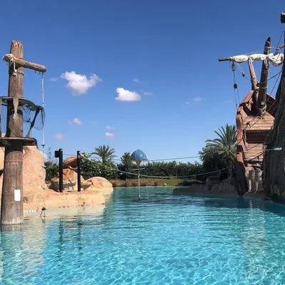 a water slide at a water park at Appartement de charme au Vizir Resort in Dar Caïd Layadi