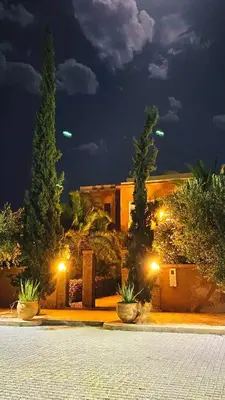 a house at night with trees and lights at Villa Dar Zitoune in Marrakech