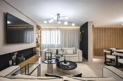 a living room with a couch and a table at Majorelle Garden Gem in Marrakech