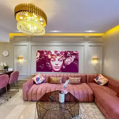 Luxury Pastel Suite with Balcony & Pool
