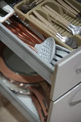 a drawer filled with cooking utensils and utensils at Chic Stay in Gueliz 1 in Marrakech