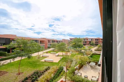 a view of a park from a building at Noria Marrakech in Marrakech