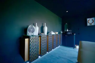 a room with a bunch of vases on a wall at Royal Palm Luxury Villa Heated Pool Spa in Moussiha